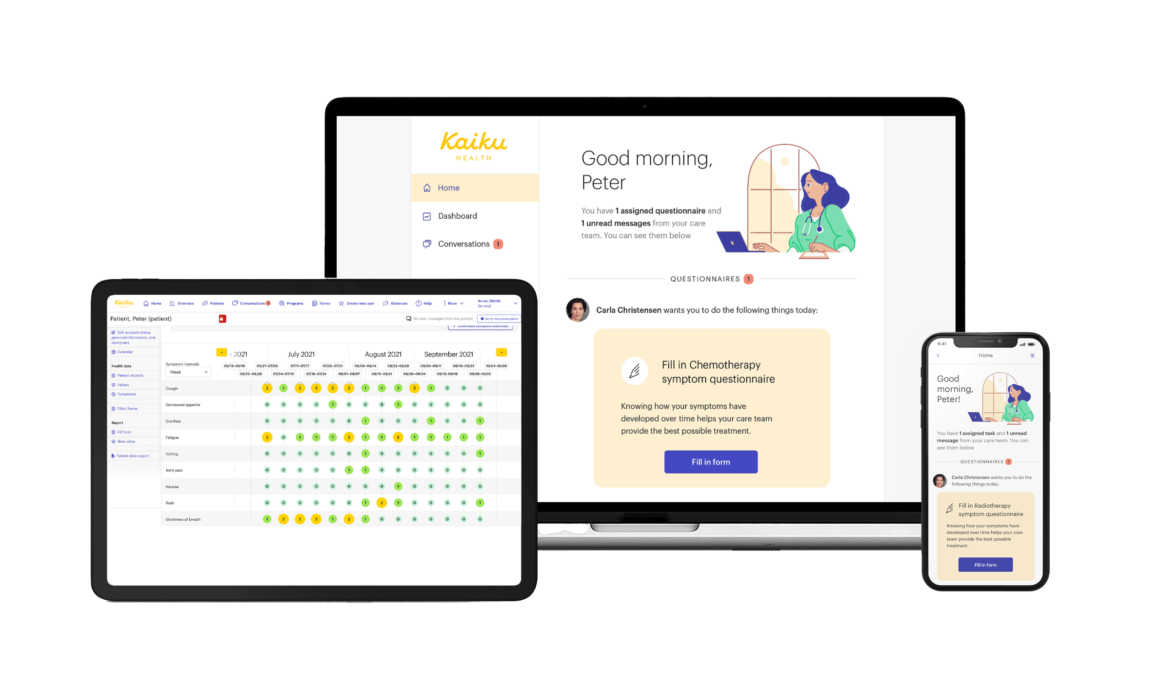Kaiku open on 3 devices
